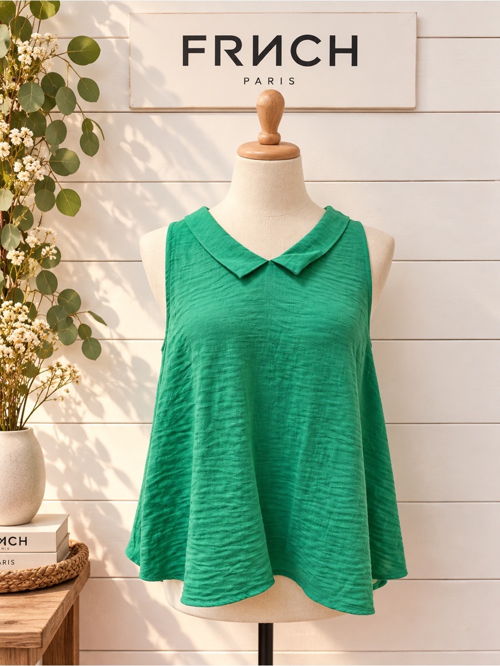 FRNCH Green Sleeveless Blouse Size M